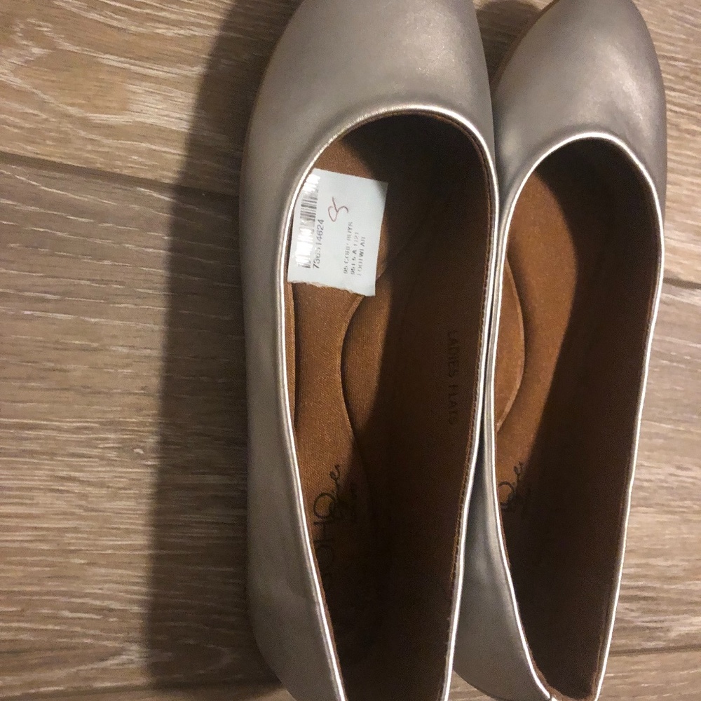 Silver Women Flat Shoes